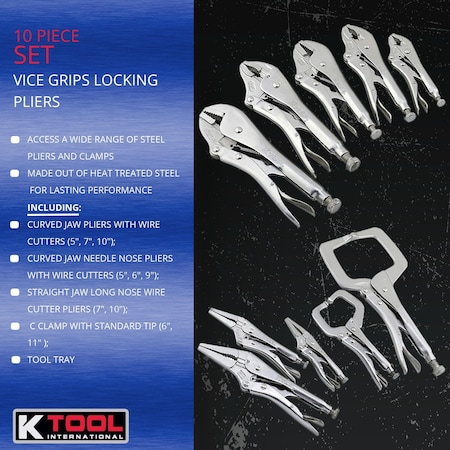 K-Tool International Locking Pliers Set 10Pcs DLS-10